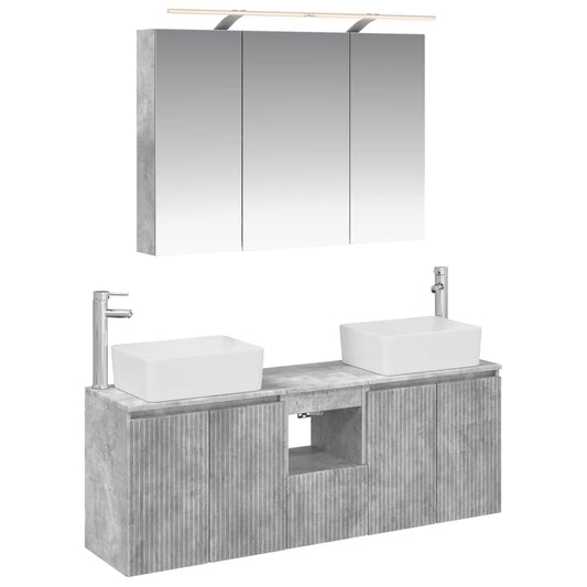 Bathroom Cabinet Set 4 pcs Concrete Grey Engineered Wood