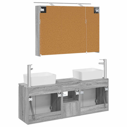 Bathroom Cabinet Set 4 pcs Grey Sonoma Engineered Wood