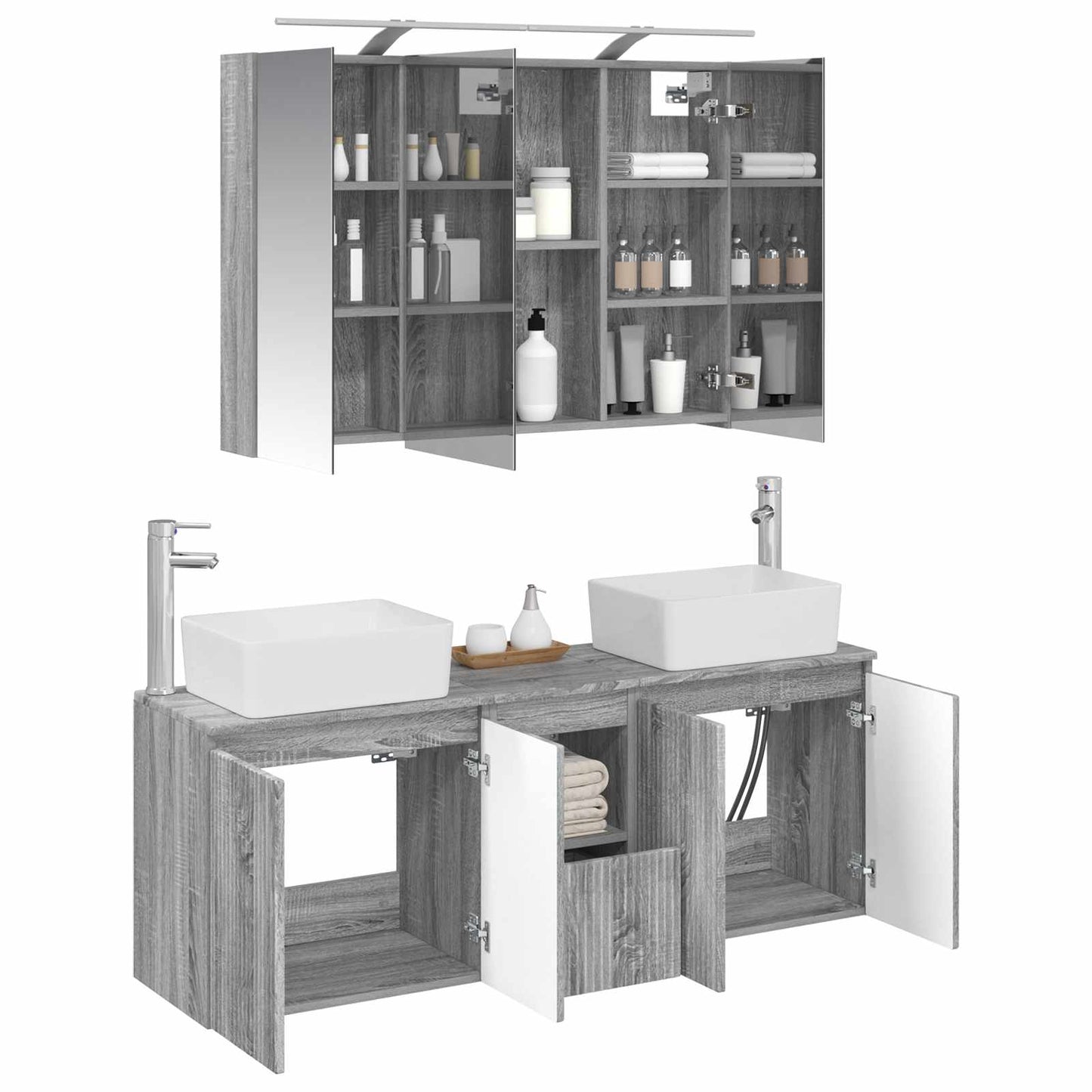 Bathroom Cabinet Set 4 pcs Grey Sonoma Engineered Wood