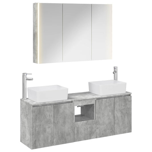 Bathroom Cabinet Set 4 pcs Concrete Grey Engineered Wood