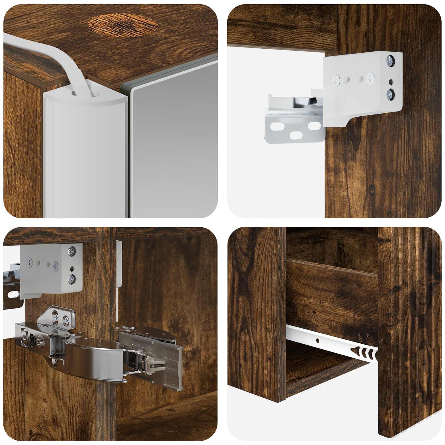 Bathroom Cabinet Set 4 pcs Smoked Oak Engineered Wood