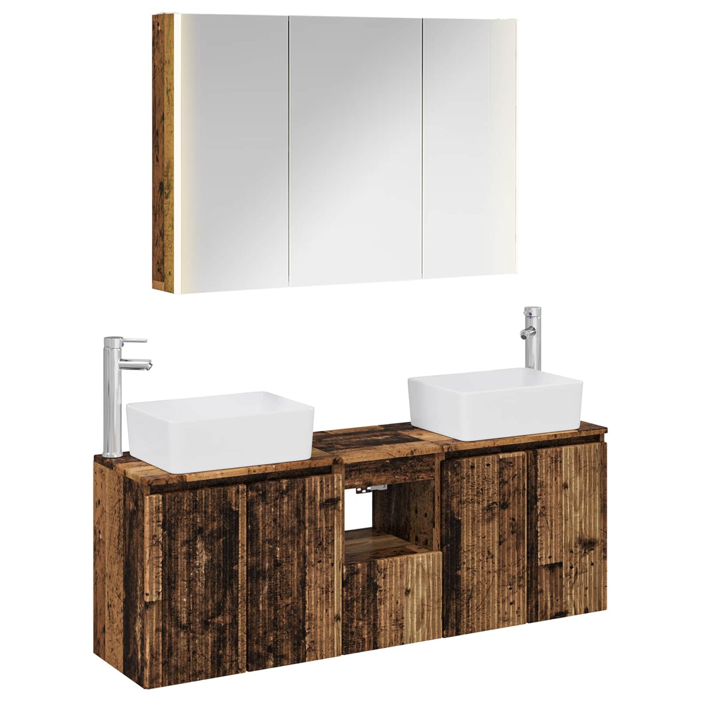 Bathroom Cabinet Set 4 pcs Old Wood Engineered Wood