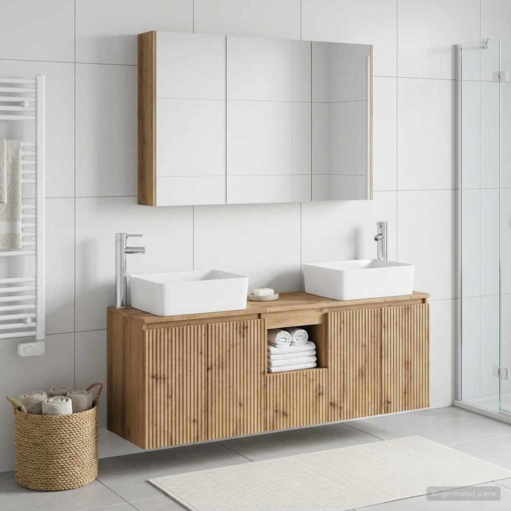 Bathroom Cabinet Set 4 pcs Artisan Oak Engineered Wood
