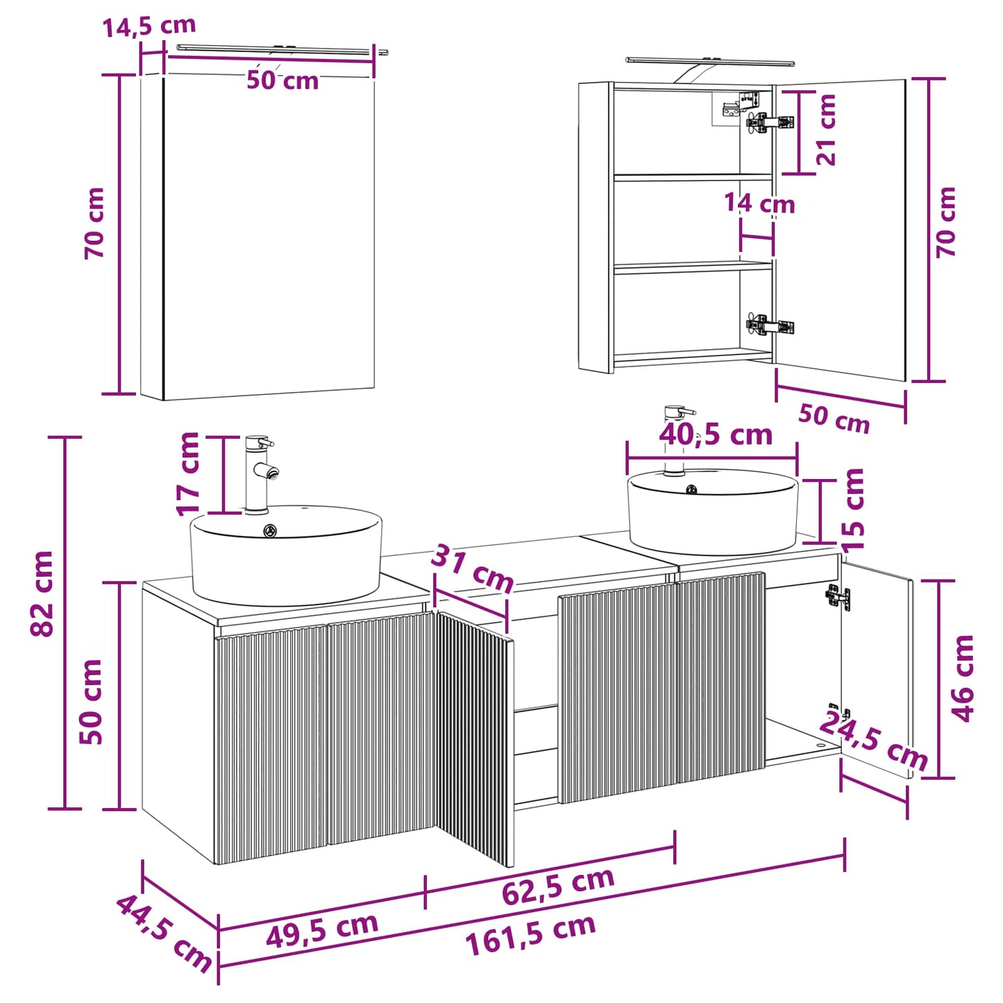 Bathroom Cabinet Set 5 pcs White Engineered Wood
