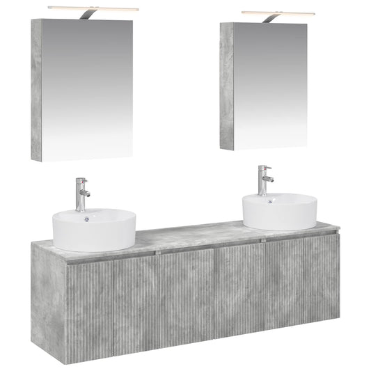Bathroom Cabinet Set 5 pcs Concrete Grey Engineered Wood