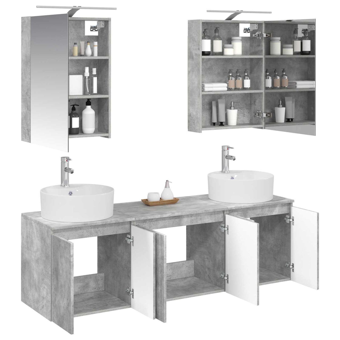 Bathroom Cabinet Set 5 pcs Concrete Grey Engineered Wood