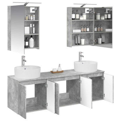 Bathroom Cabinet Set 5 pcs Concrete Grey Engineered Wood