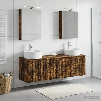 Bathroom Cabinet Set 5 pcs Smoked Oak Engineered Wood