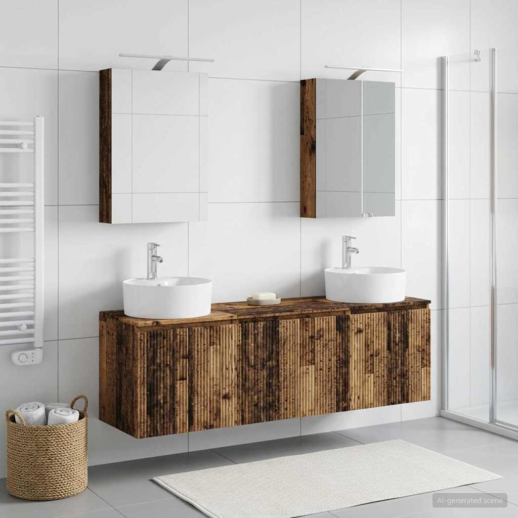 Bathroom Cabinet Set 5 pcs Old Wood Engineered Wood