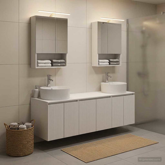 Bathroom Cabinet Set 5 pcs White Engineered Wood