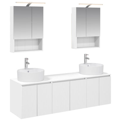 Bathroom Cabinet Set 5 pcs White Engineered Wood