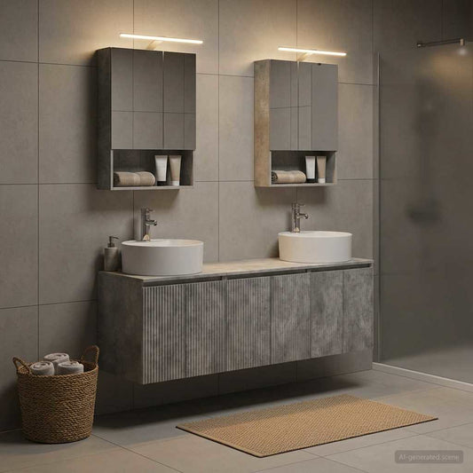 Bathroom Cabinet Set 5 pcs Concrete Grey Engineered Wood