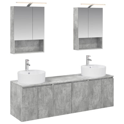 Bathroom Cabinet Set 5 pcs Concrete Grey Engineered Wood