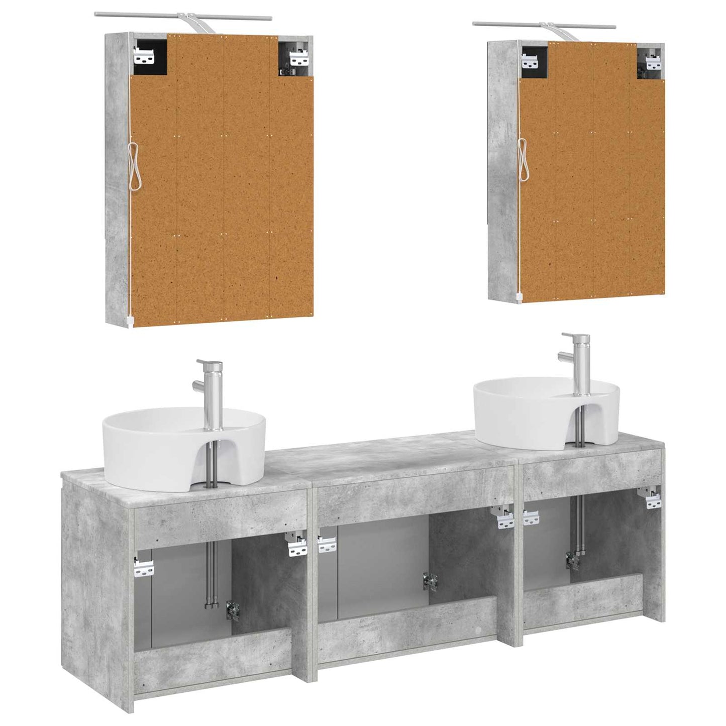 Bathroom Cabinet Set 5 pcs Concrete Grey Engineered Wood