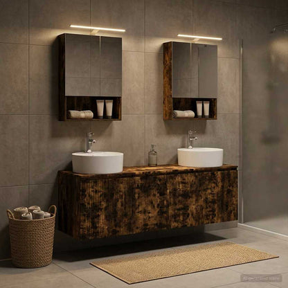 Bathroom Cabinet Set 5 pcs Smoked Oak Engineered Wood