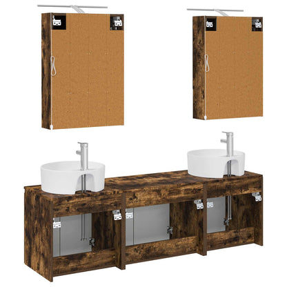 Bathroom Cabinet Set 5 pcs Smoked Oak Engineered Wood
