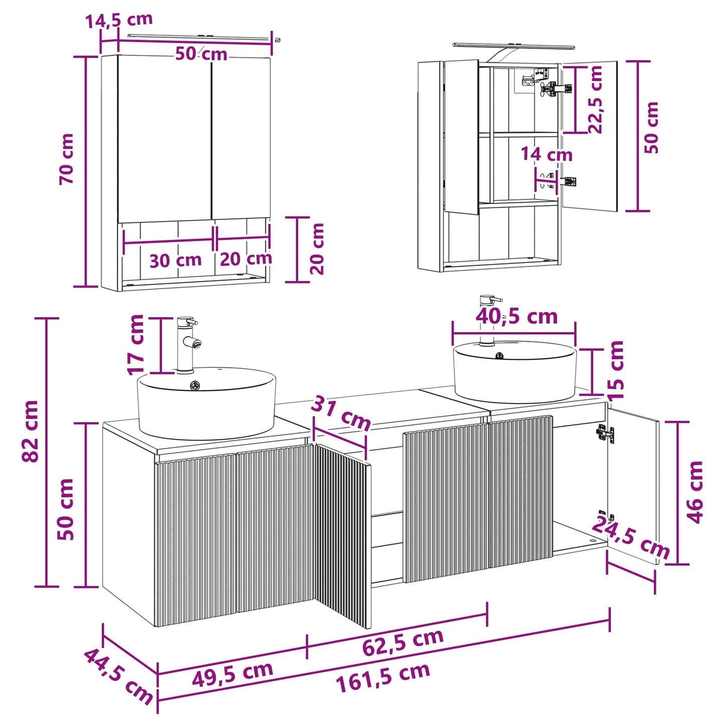 Bathroom Cabinet Set 5 pcs Smoked Oak Engineered Wood