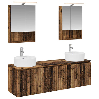Bathroom Cabinet Set 5 pcs Old Wood Engineered Wood