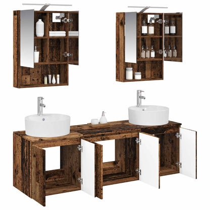Bathroom Cabinet Set 5 pcs Old Wood Engineered Wood