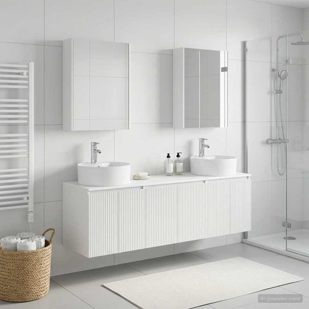 Bathroom Cabinet Set 5 pcs White Engineered Wood