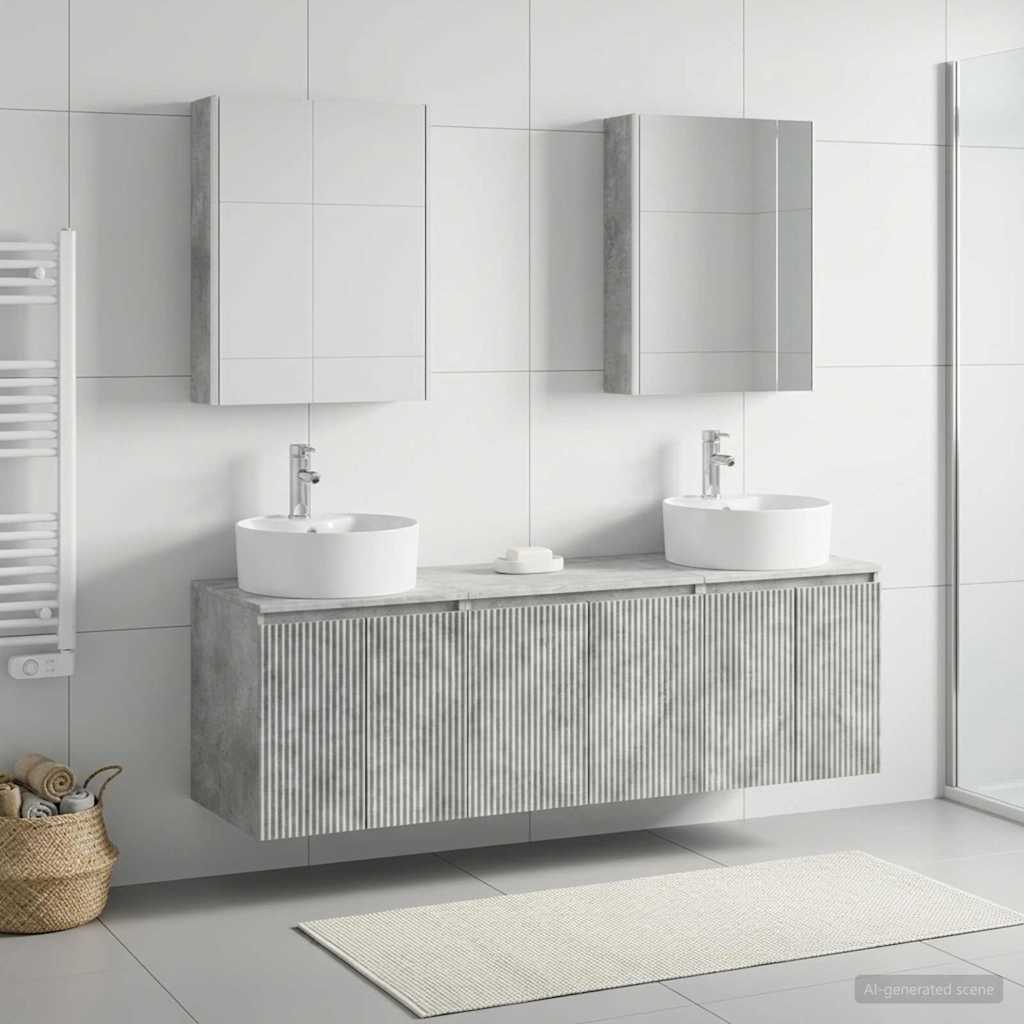 Bathroom Cabinet Set 5 pcs Concrete Grey Engineered Wood