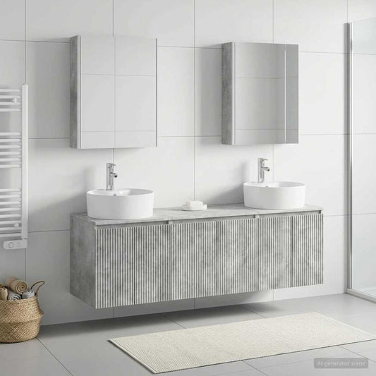 Bathroom Cabinet Set 5 pcs Concrete Grey Engineered Wood
