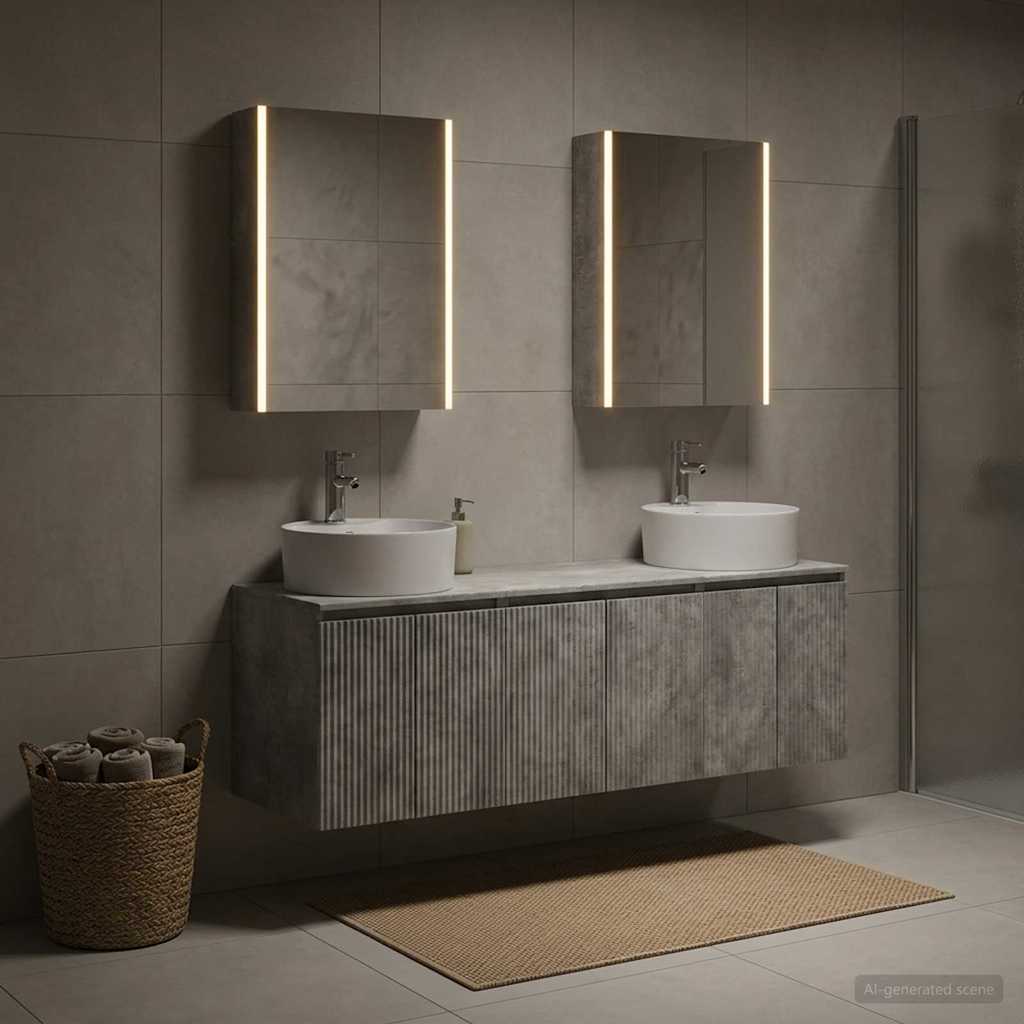 Bathroom Cabinet Set 5 pcs Concrete Grey Engineered Wood
