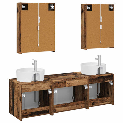Bathroom Cabinet Set 5 pcs Old Wood Engineered Wood