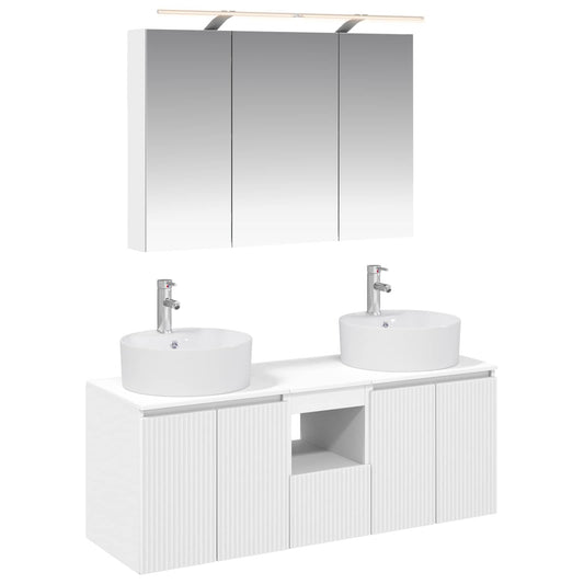 Bathroom Cabinet Set 4 pcs White Engineered Wood