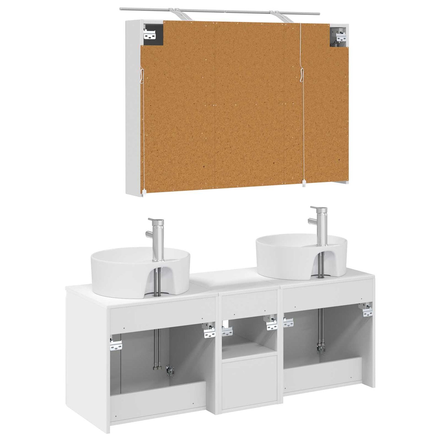 Bathroom Cabinet Set 4 pcs White Engineered Wood