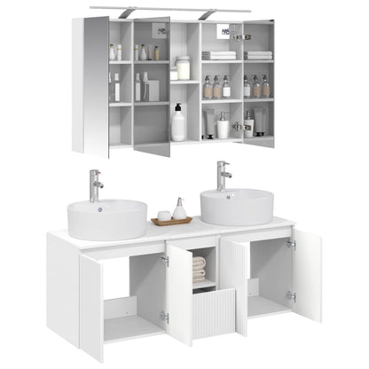 Bathroom Cabinet Set 4 pcs White Engineered Wood
