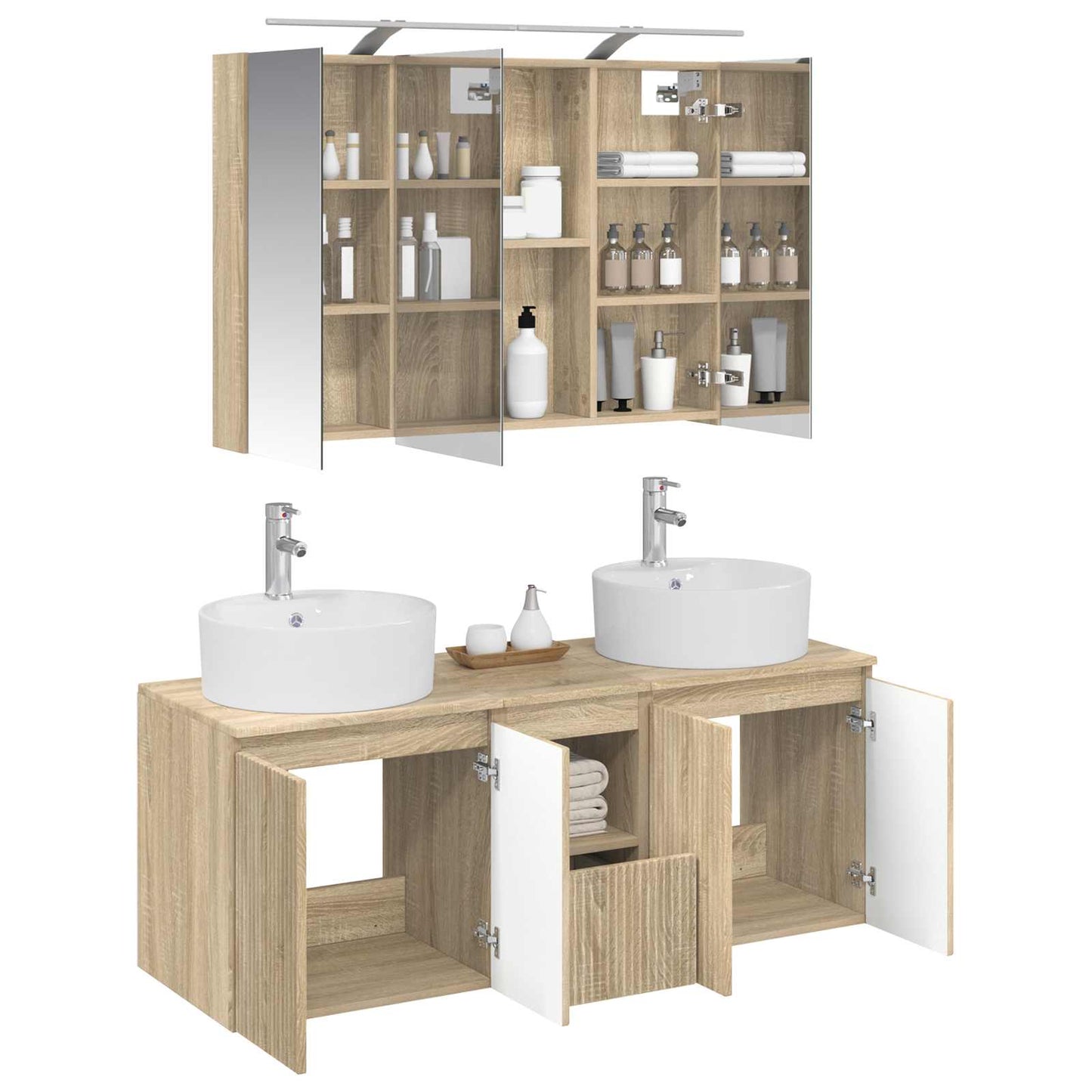 Bathroom Cabinet Set 4 pcs Sonoma Oak Engineered Wood