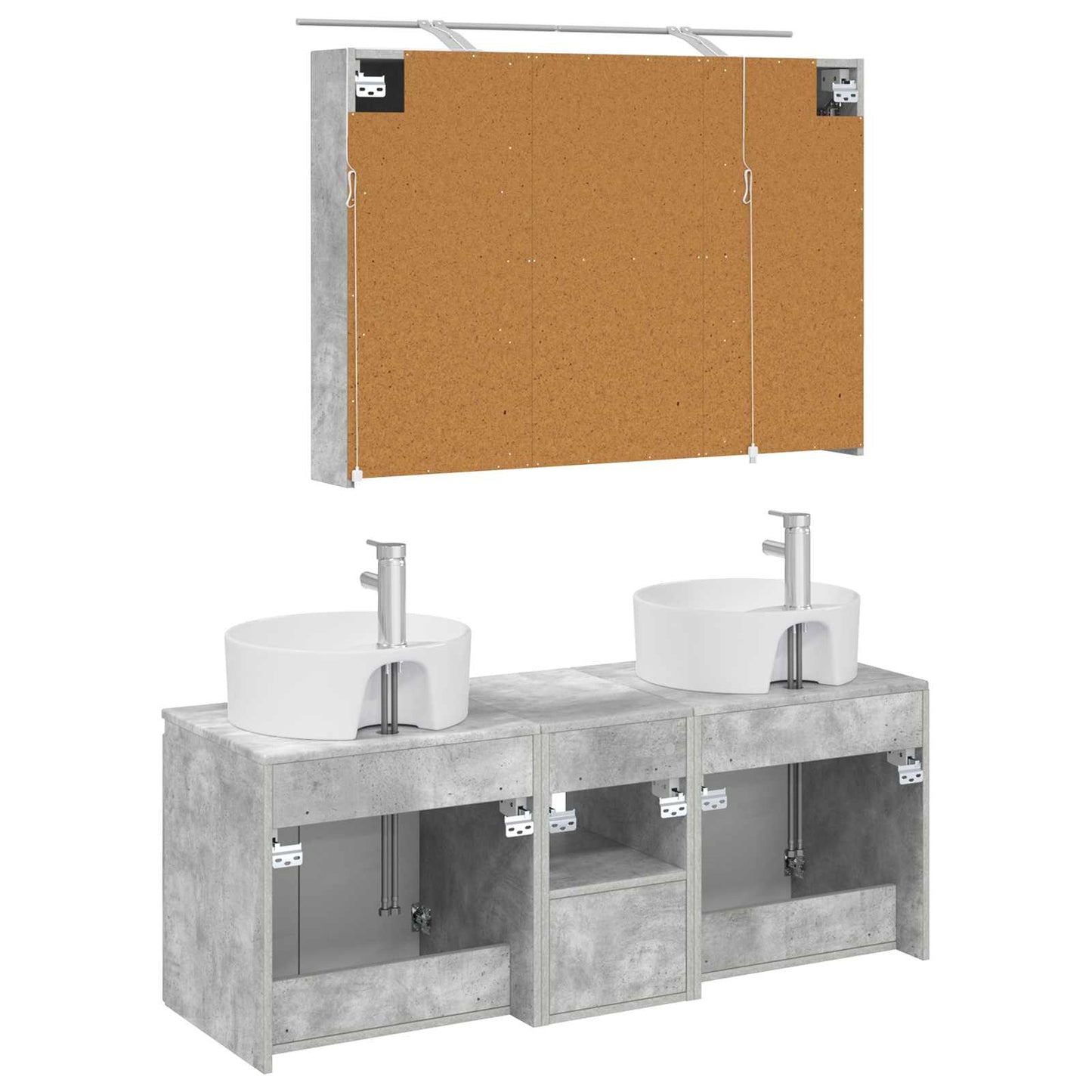 Bathroom Cabinet Set 4 pcs Concrete Grey Engineered Wood