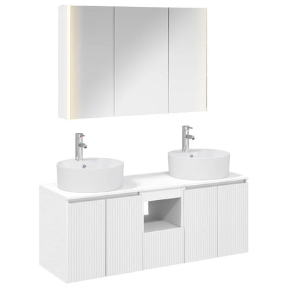 Bathroom Cabinet Set 4 pcs White Engineered Wood