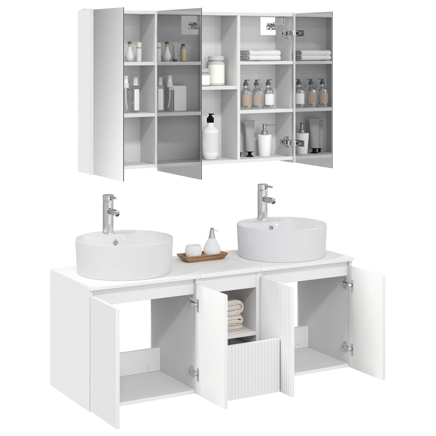 Bathroom Cabinet Set 4 pcs White Engineered Wood