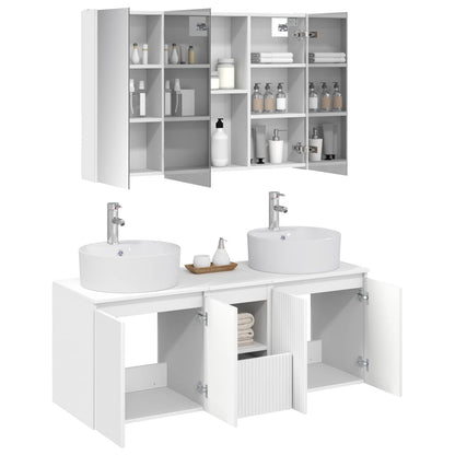 Bathroom Cabinet Set 4 pcs White Engineered Wood