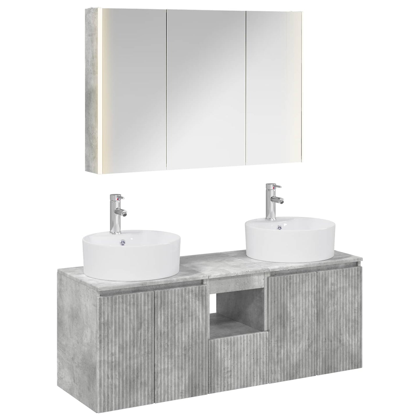 Bathroom Cabinet Set 4 pcs Concrete Grey Engineered Wood
