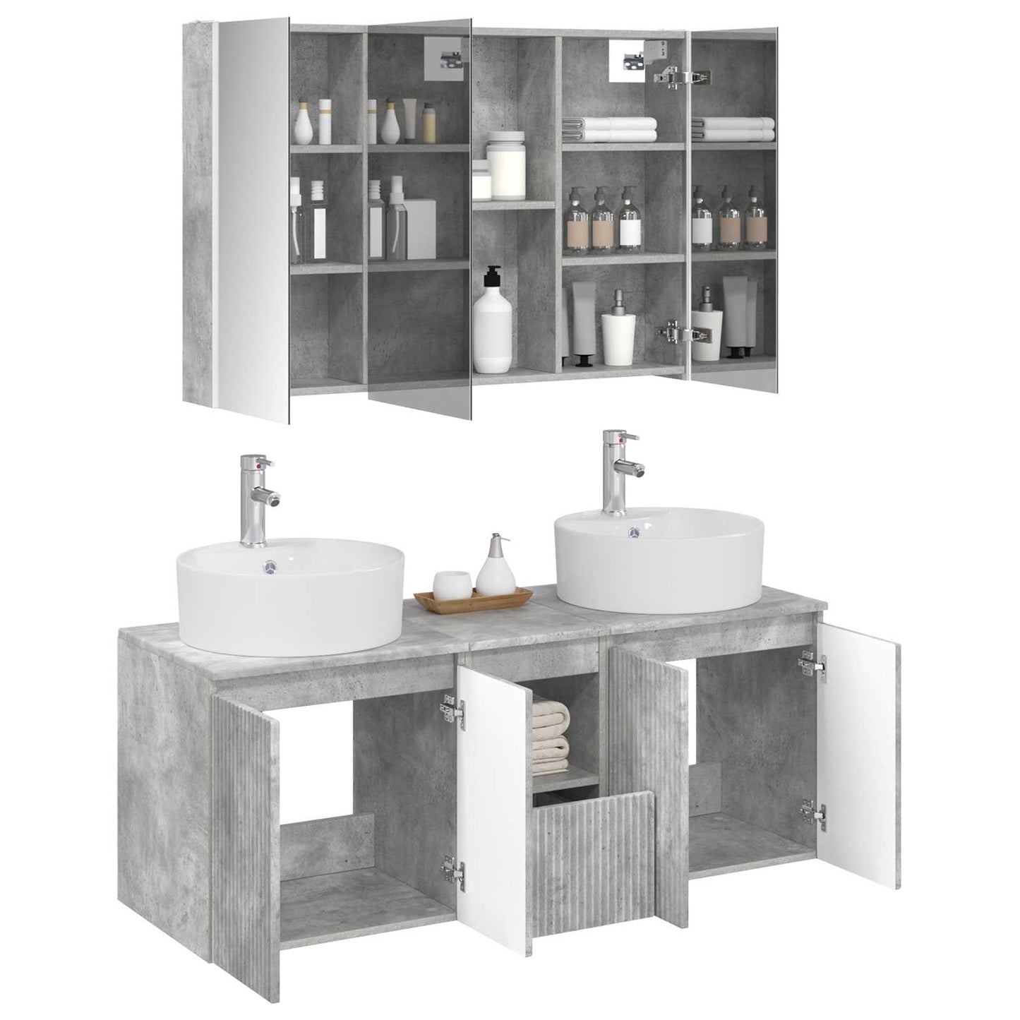 Bathroom Cabinet Set 4 pcs Concrete Grey Engineered Wood