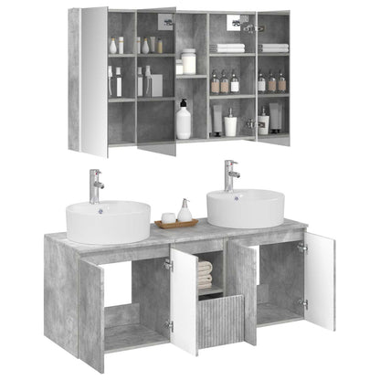 Bathroom Cabinet Set 4 pcs Concrete Grey Engineered Wood