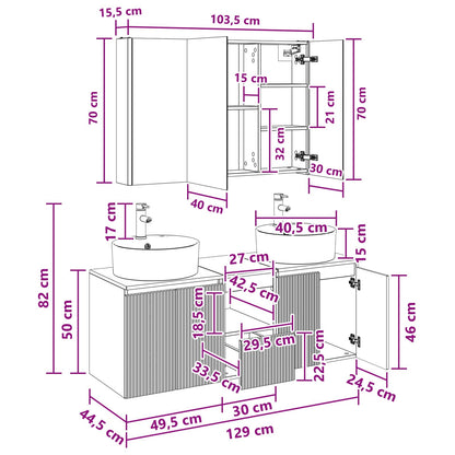 Bathroom Cabinet Set 4 pcs Grey Sonoma Engineered Wood