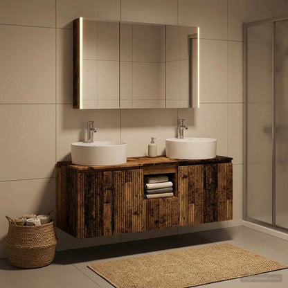Bathroom Cabinet Set 4 pcs Old Wood Engineered Wood
