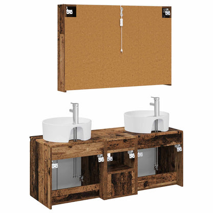 Bathroom Cabinet Set 4 pcs Old Wood Engineered Wood
