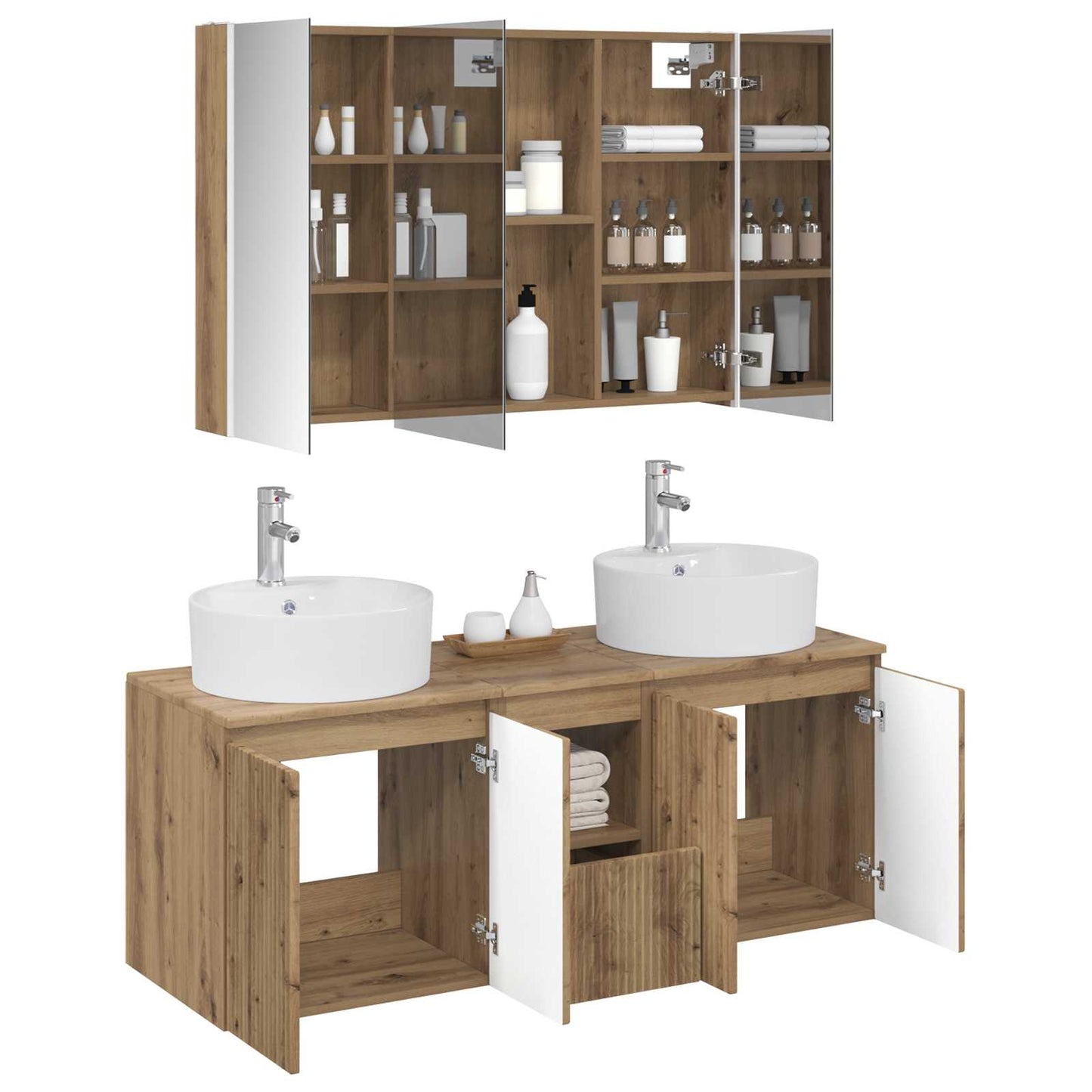 Bathroom Cabinet Set 4 pcs Artisan Oak Engineered Wood