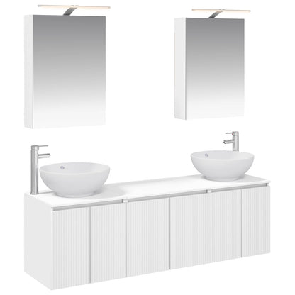 Bathroom Cabinet Set 5 pcs White Engineered Wood