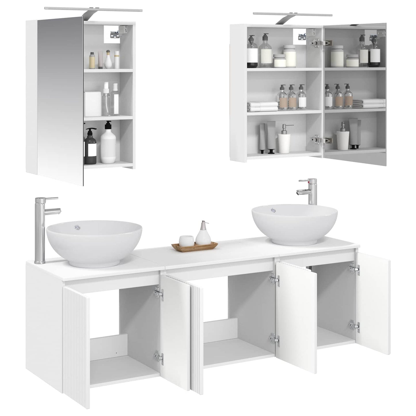 Bathroom Cabinet Set 5 pcs White Engineered Wood