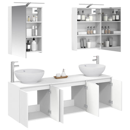 Bathroom Cabinet Set 5 pcs White Engineered Wood