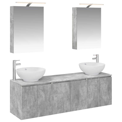 Bathroom Cabinet Set 5 pcs Concrete Grey Engineered Wood
