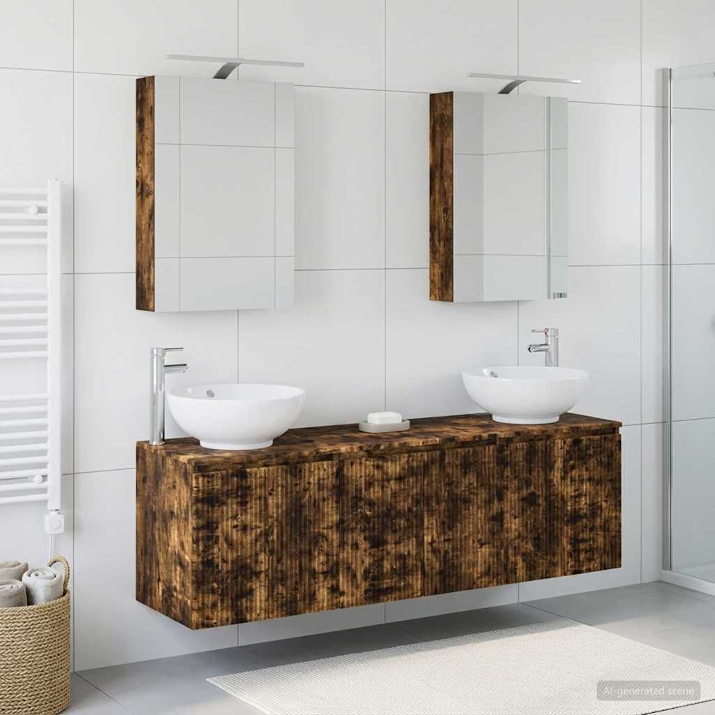 Bathroom Cabinet Set 5 pcs Smoked Oak Engineered Wood