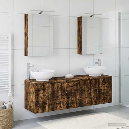 Bathroom Cabinet Set 5 pcs Smoked Oak Engineered Wood