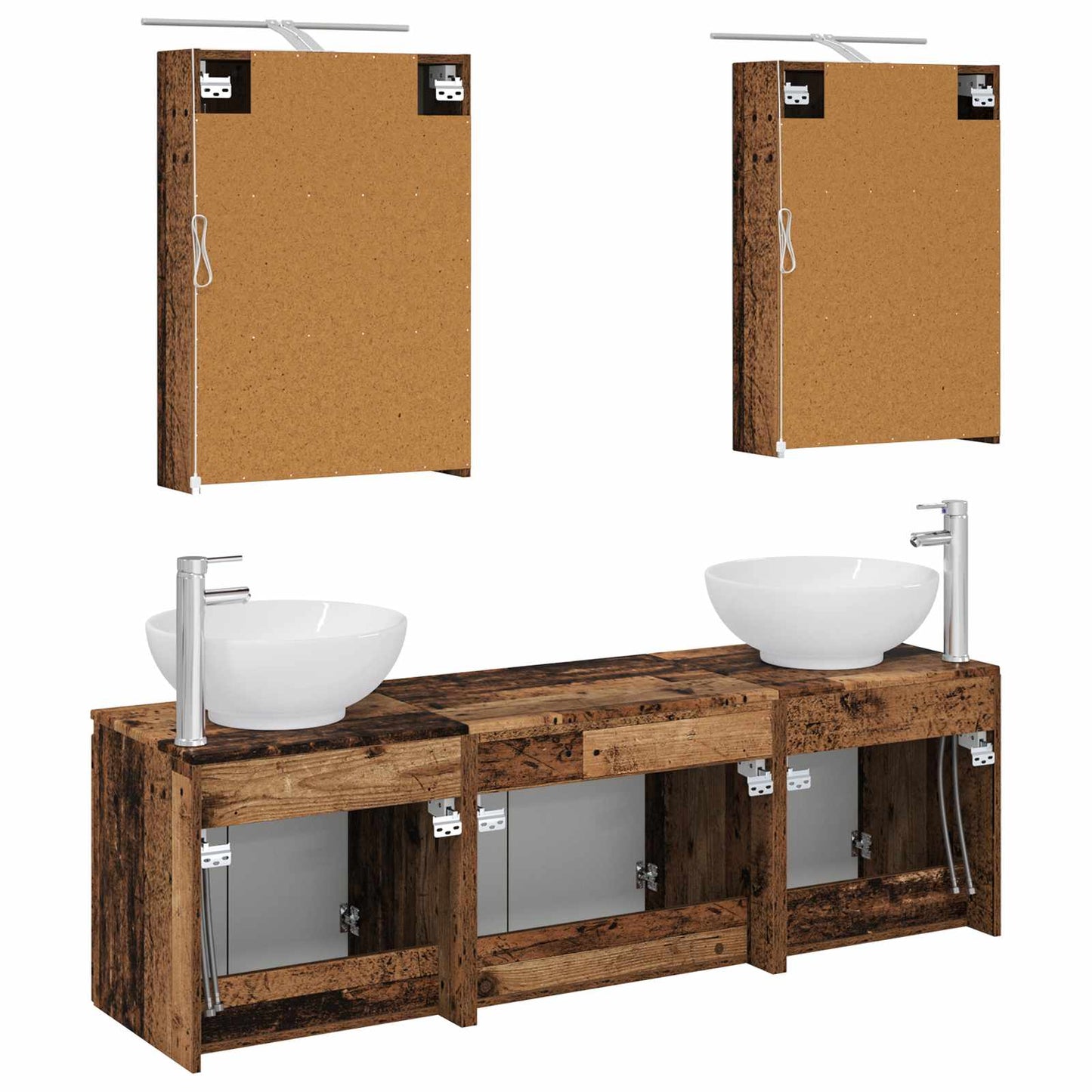 Bathroom Cabinet Set 5 pcs Old Wood Engineered Wood